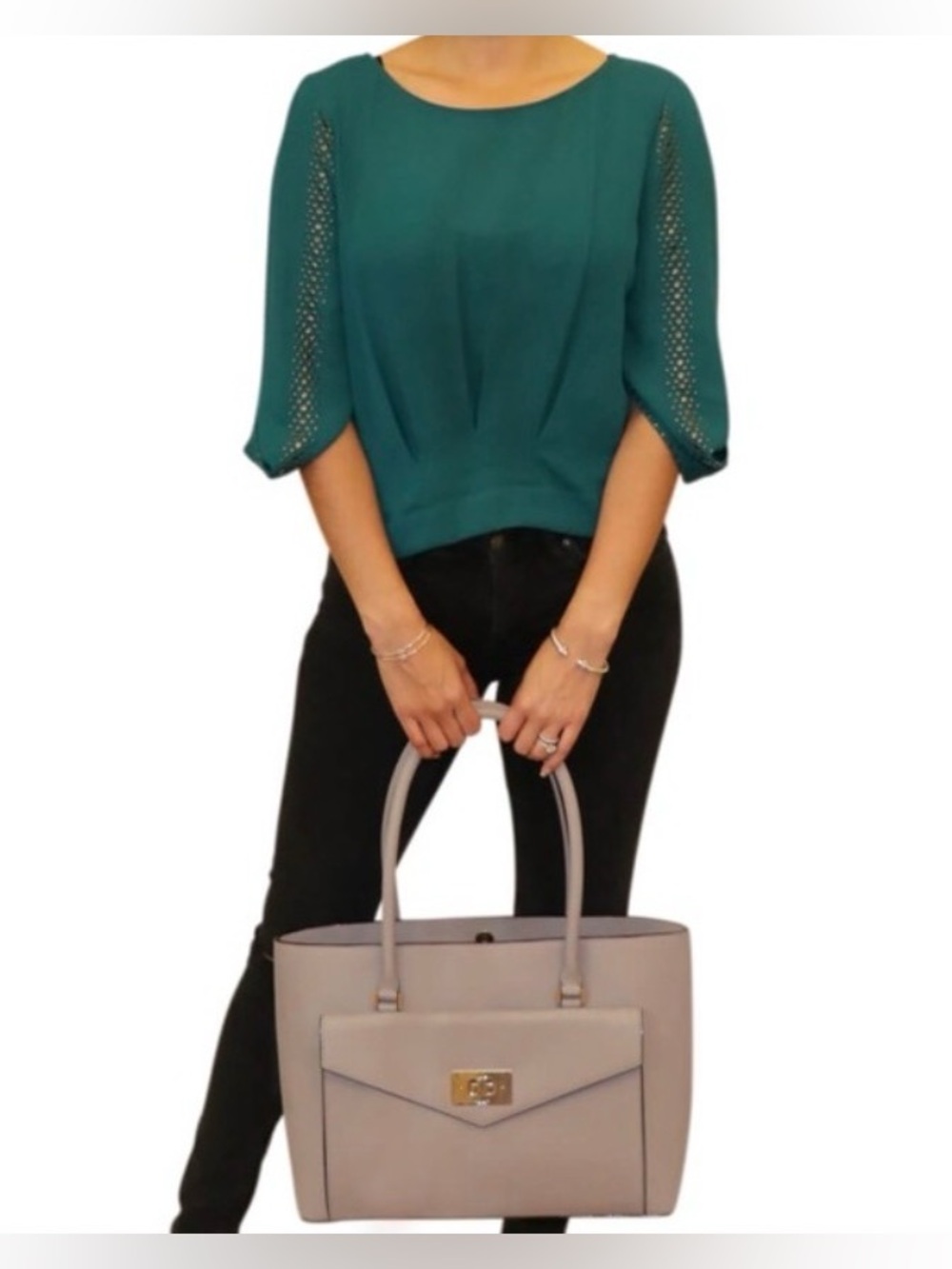 ♠️ Kate Spade Post Street Halsey Large Leather Work Career Tote Bag Taupe